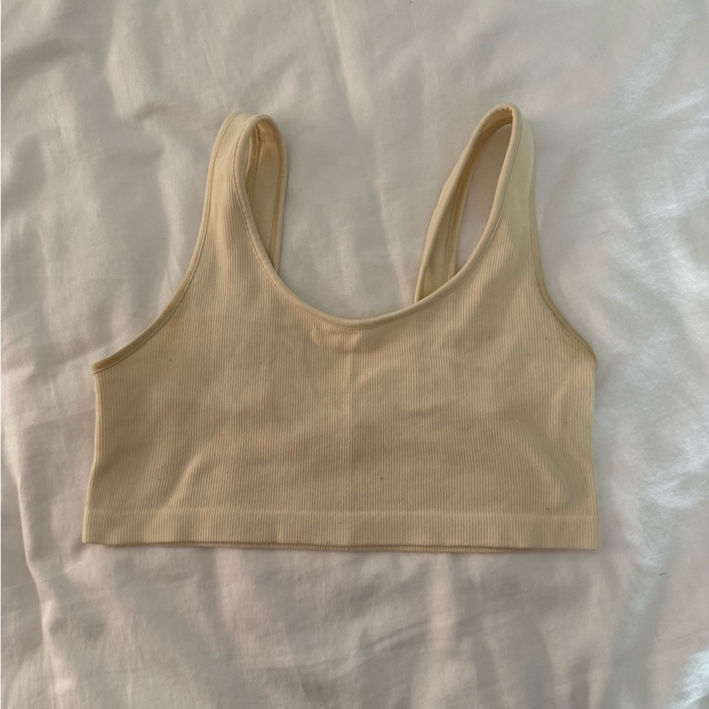American Eagle Outfitters Beige Ribbed Bra Top